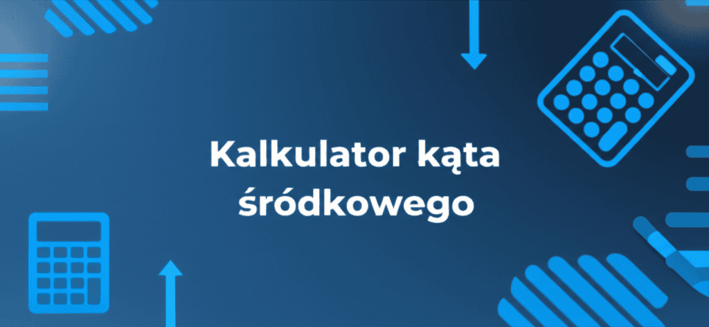 Ilustracja kalkulatora kąta środkowego na tle geometrycznych kształtów okręgu