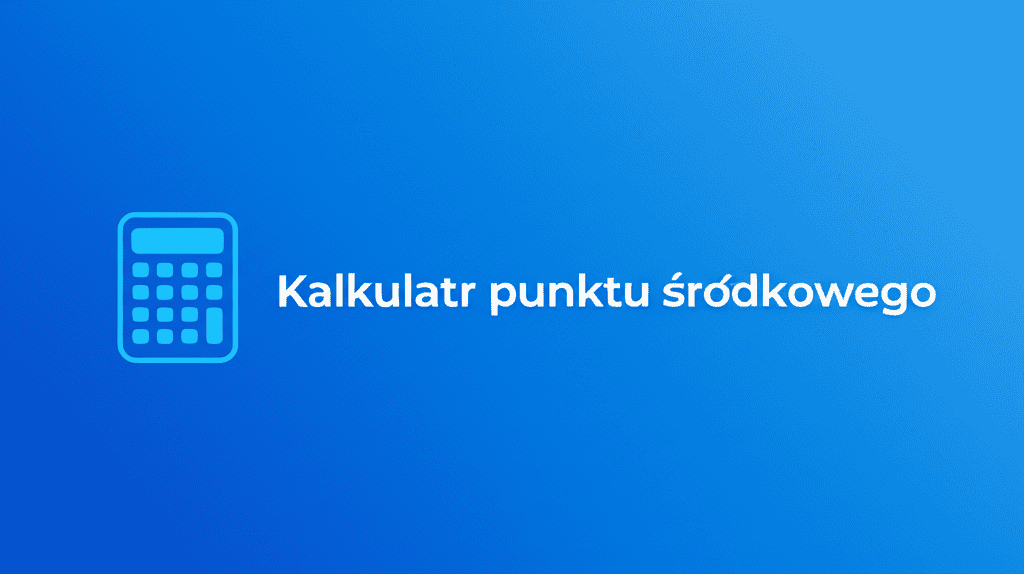 Ilustracja działania kalkulatora punktu środkowego, pokazująca oś współrzędnych i punkt środkowy odcinka.